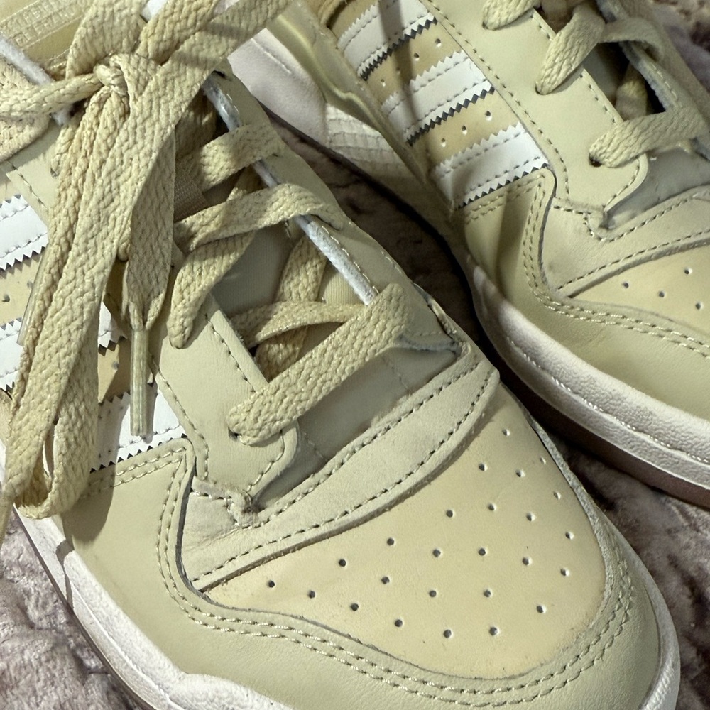 Adidas Beige and White Athletic Shoes